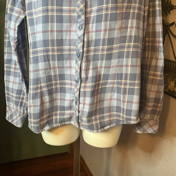 Columbia Essential Women’s Blue Plaid Button Up Flannel Shirt Sz L - Picture 3 of 8